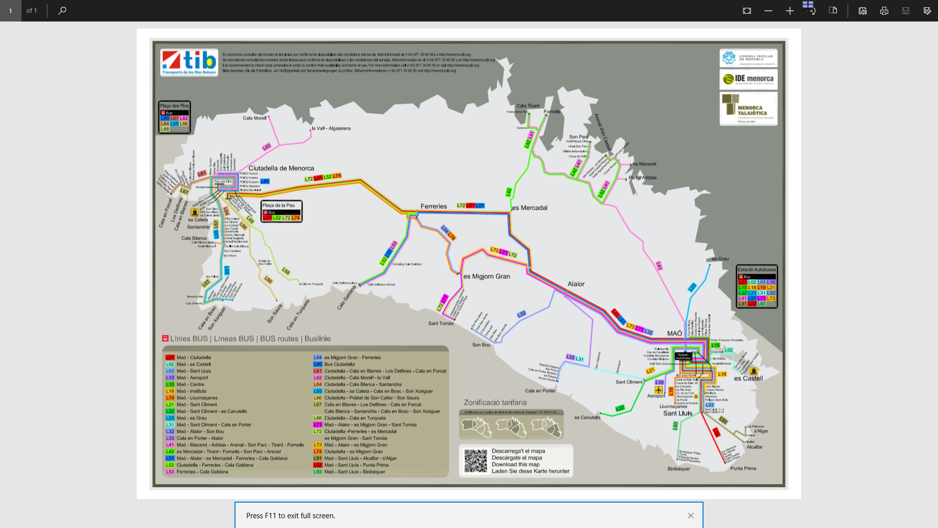 MAPA BUS LINES - Holiday Mobility Scooters Menorca